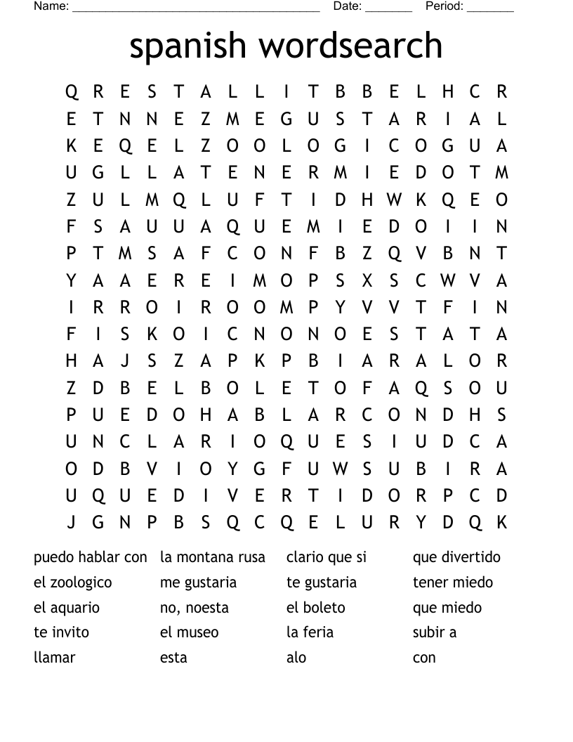 spanish wordsearch