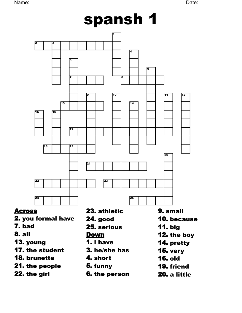 spansh 1 Crossword