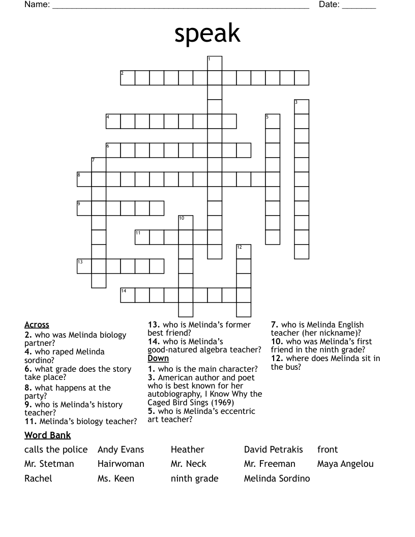 speak Crossword