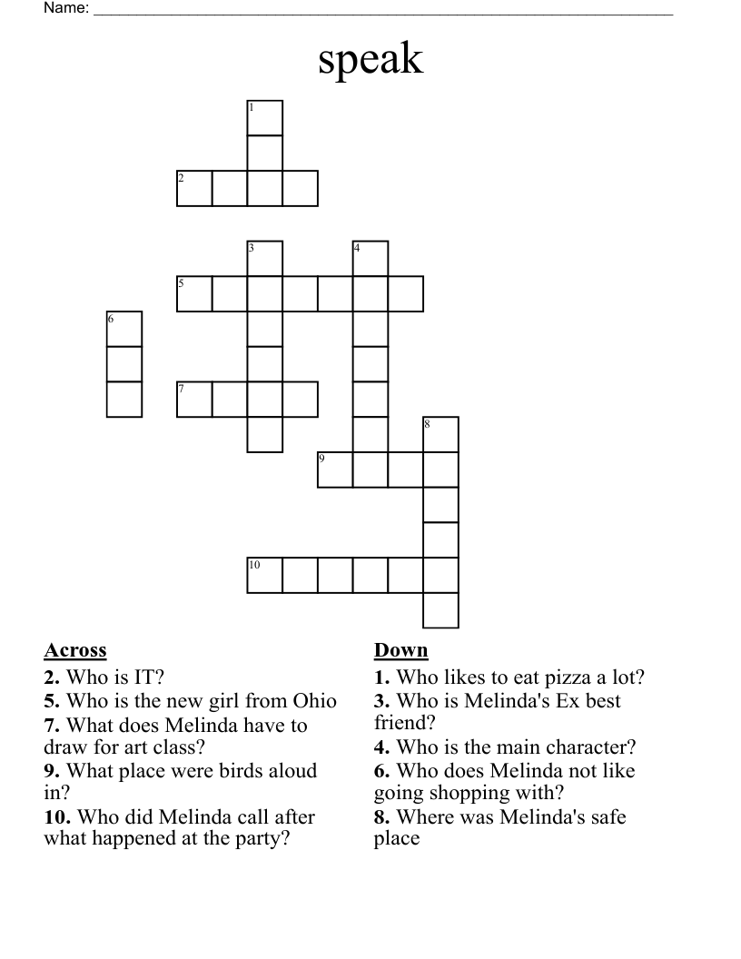 speak Crossword