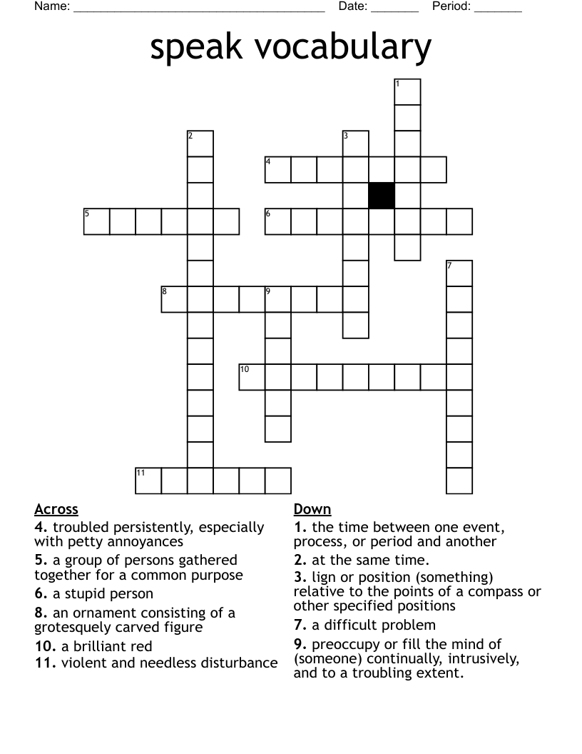 speak vocabulary Crossword