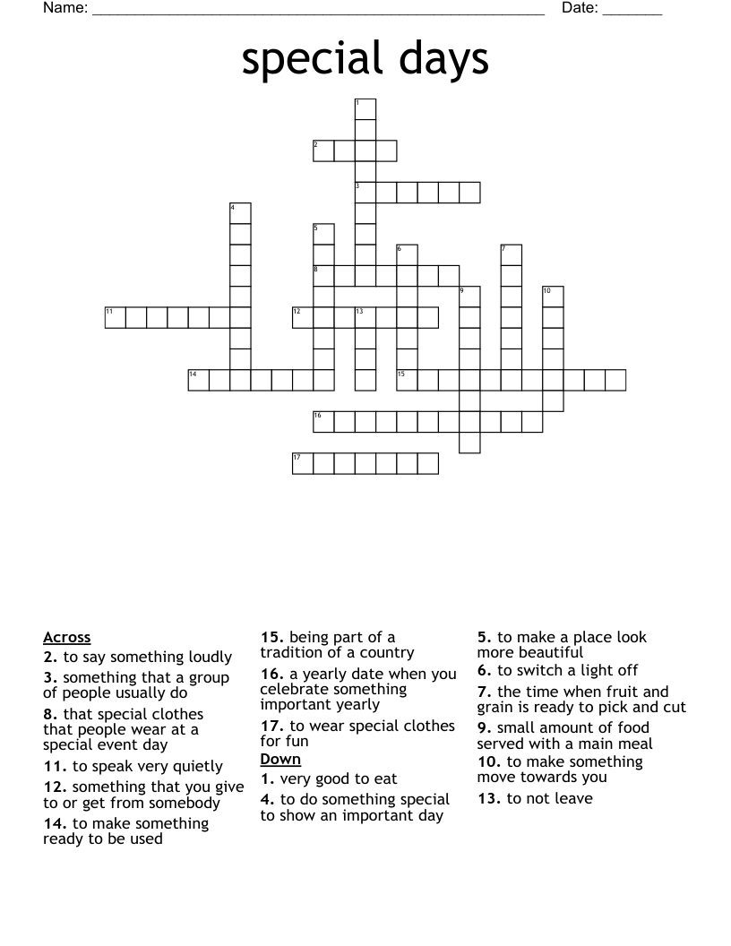 special days Crossword