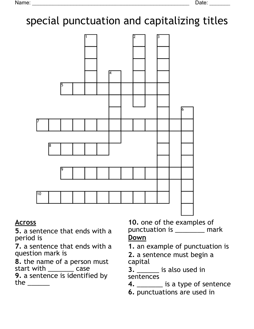 special punctuation and capitalizing titles Crossword