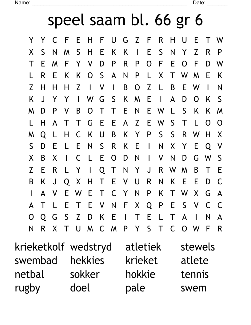 speel saam bl. 66 gr 6 Word Search