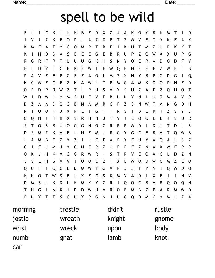 spell to be wild Word Search