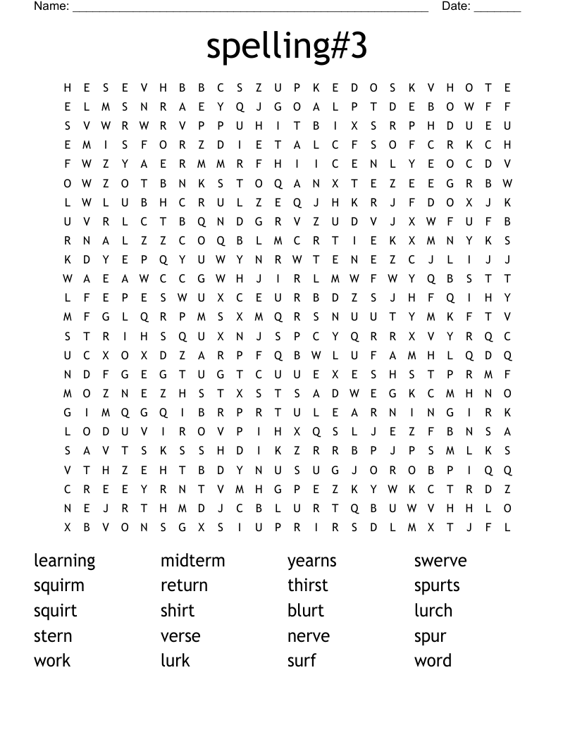 spelling#3 Word Search