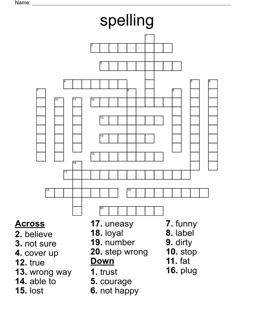 spelling  Crossword