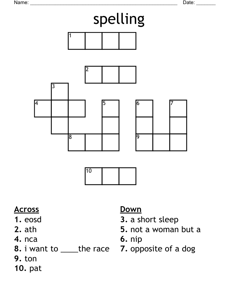 spelling  Crossword