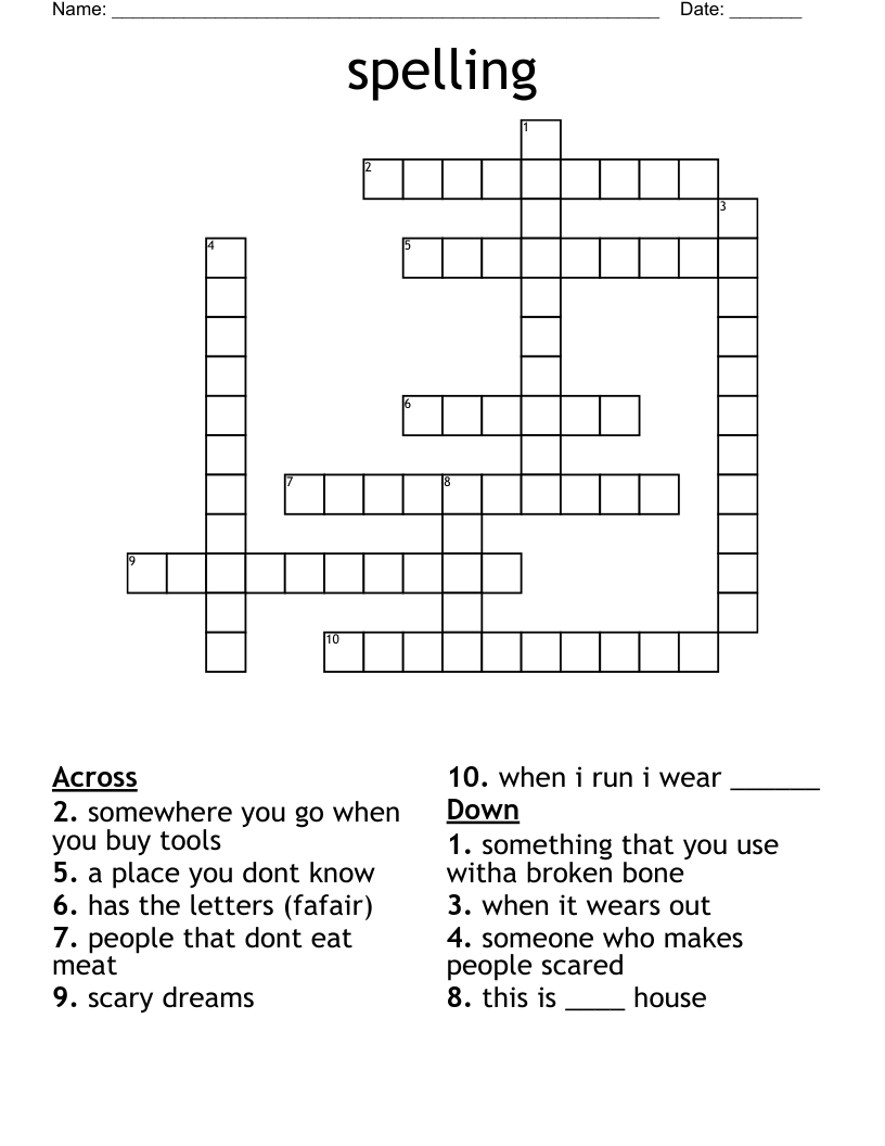 spelling  Crossword