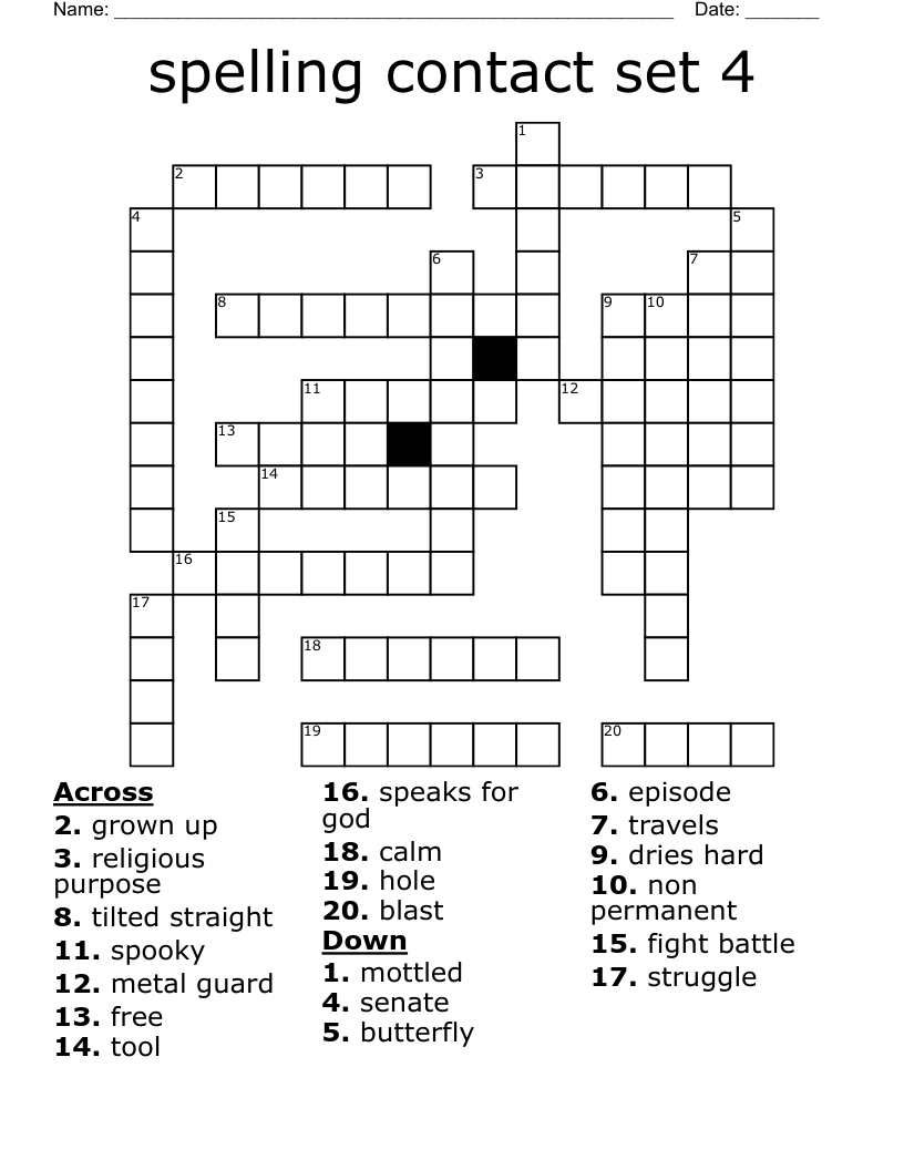 spelling contact set 4 Crossword