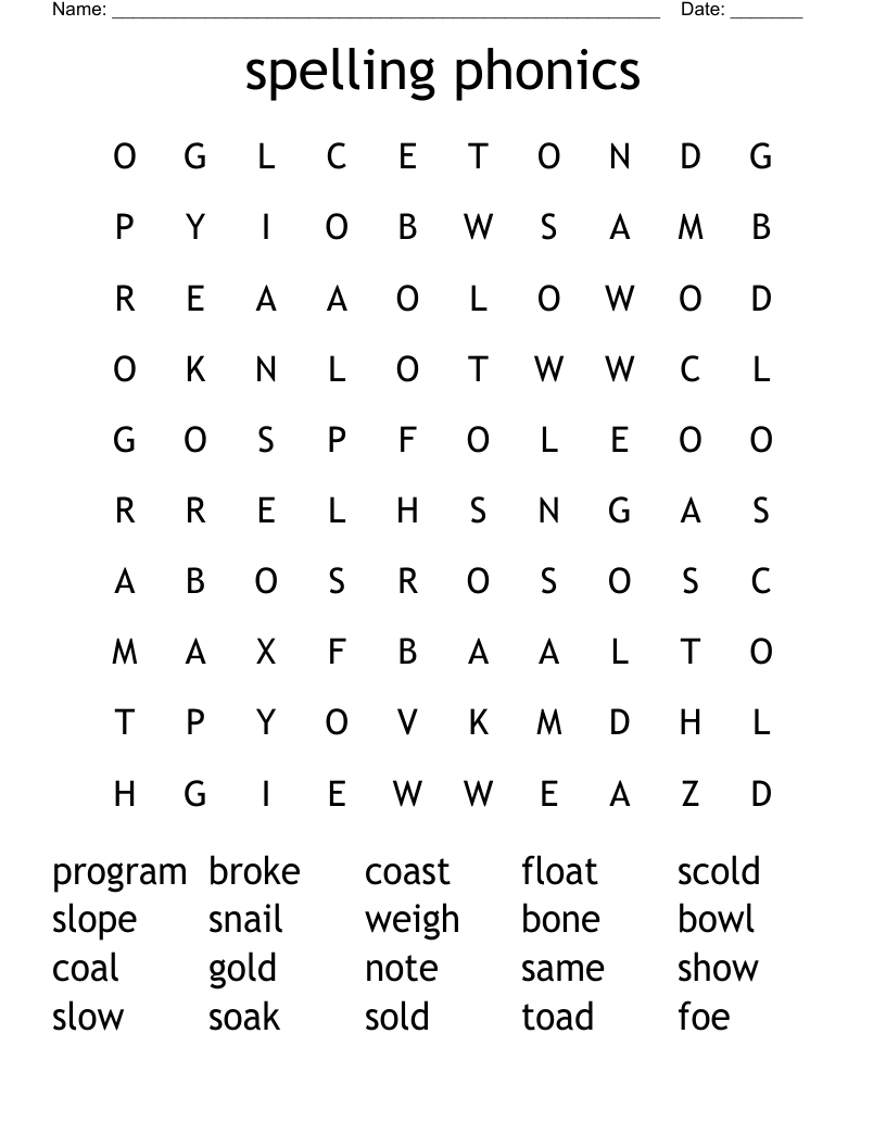 spelling phonics Word Search