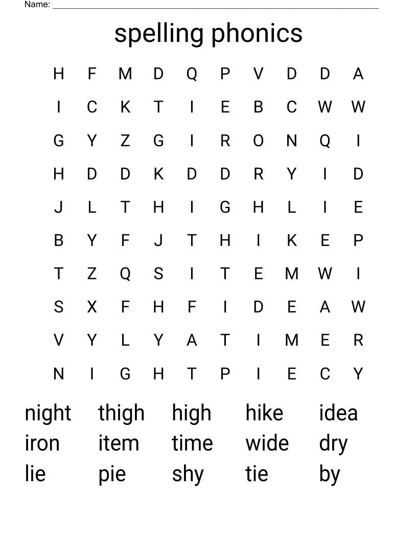 spelling phonics  Word Search