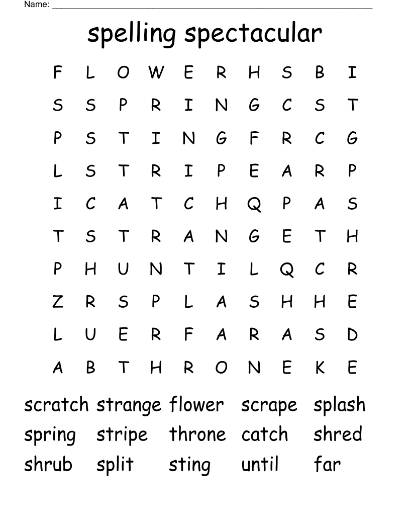 spelling spectacular Word Search