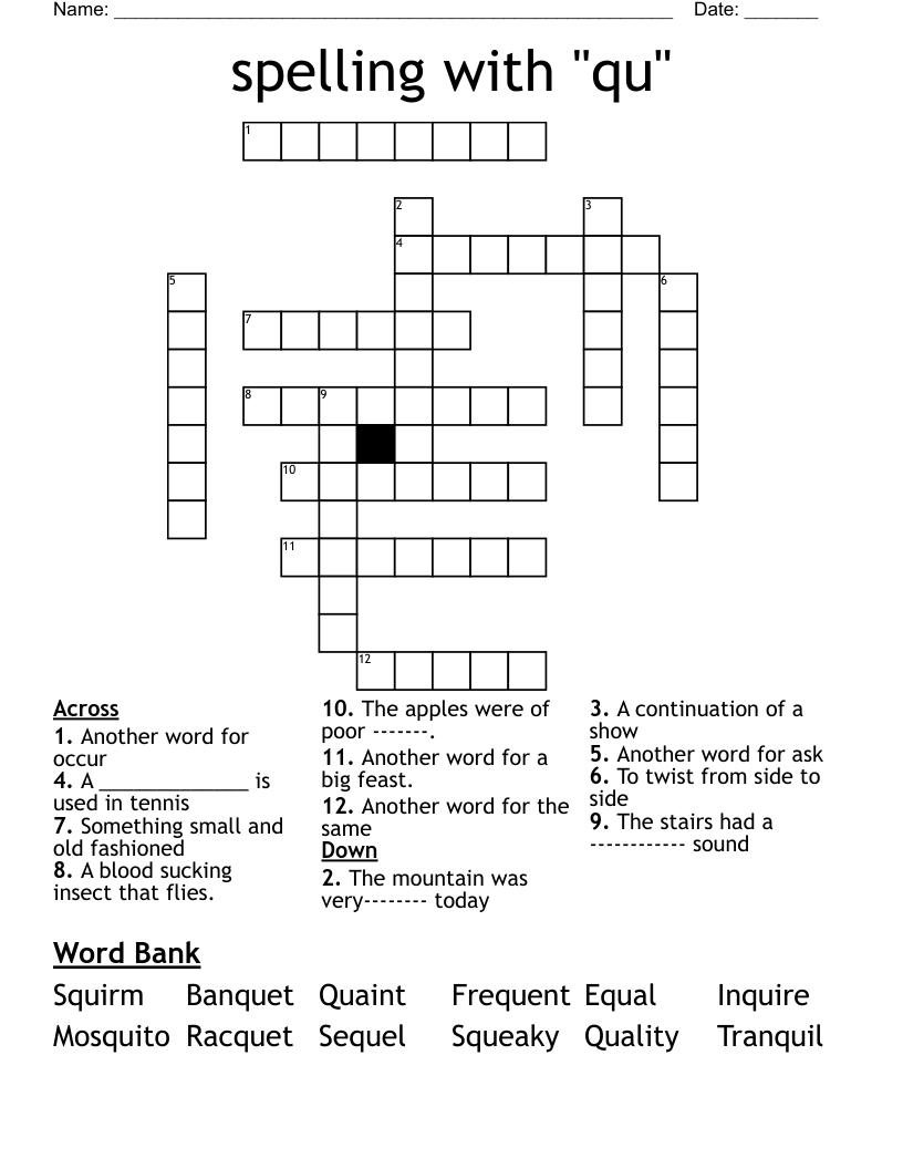 spelling with "qu" Crossword