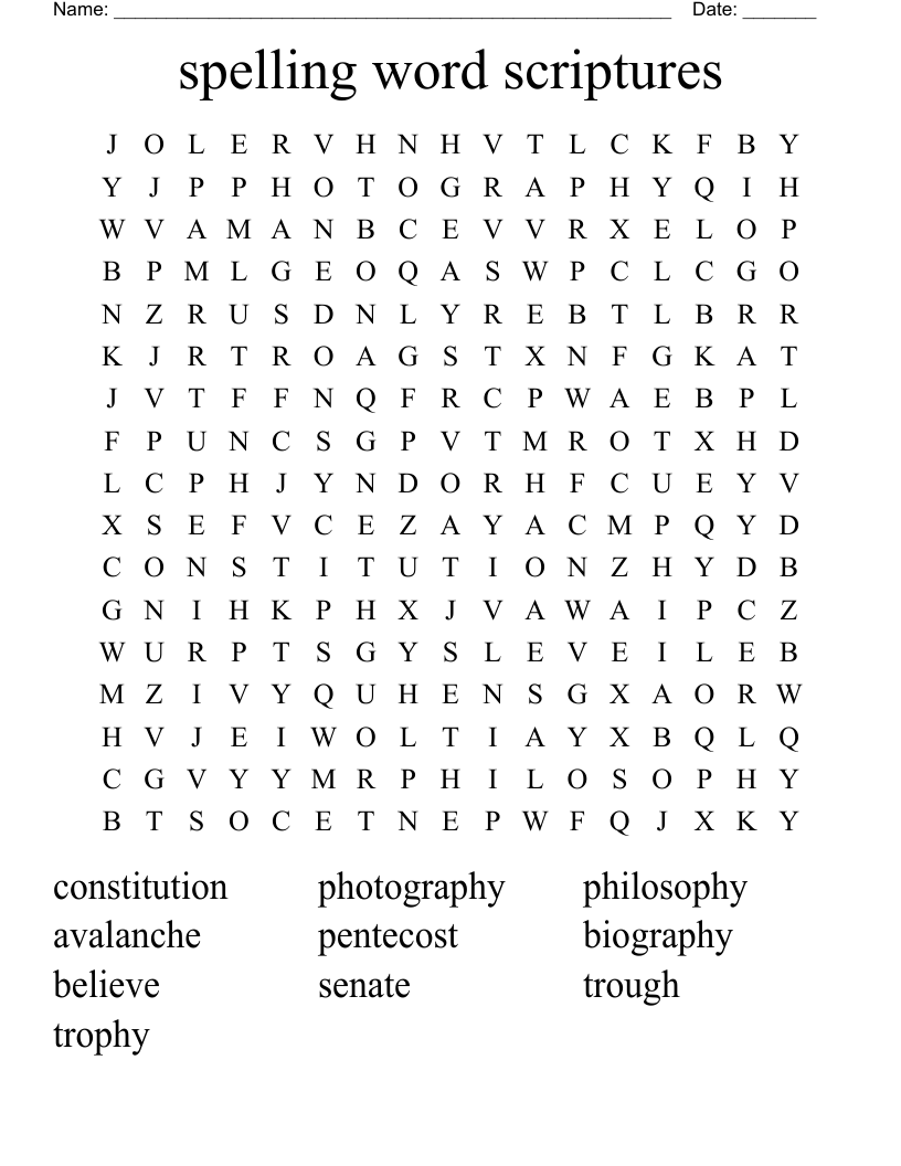 spelling word scriptures Word Search