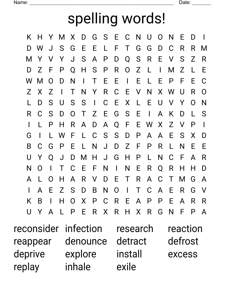 spelling words! Word Search