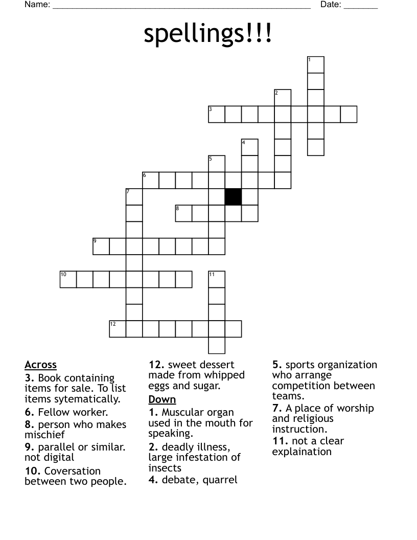spellings!!! Crossword