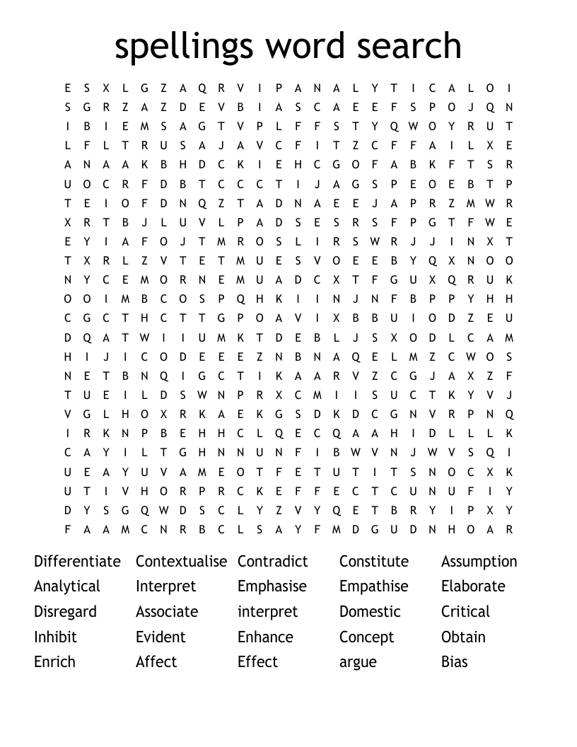 spellings word search