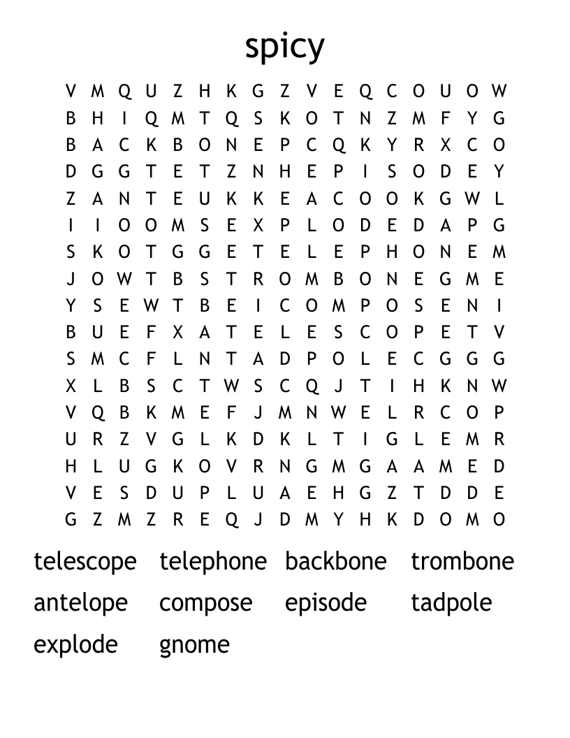 spicy Word Search