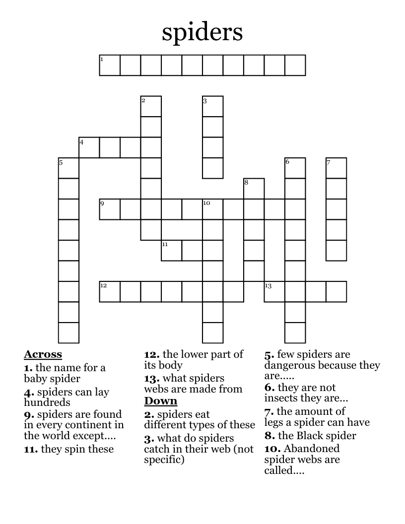 spiders Crossword
