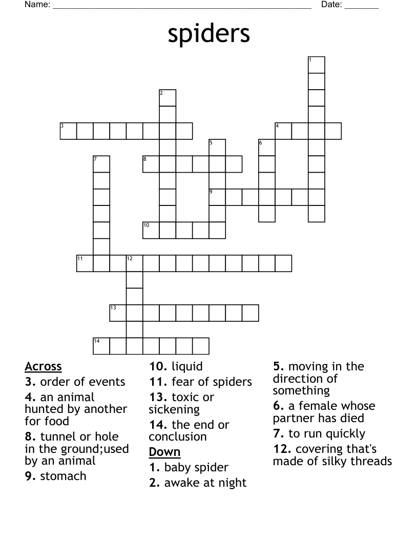 spiders Crossword
