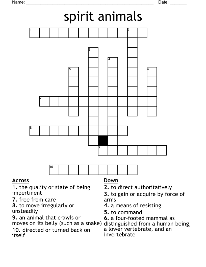 spirit animals  Crossword