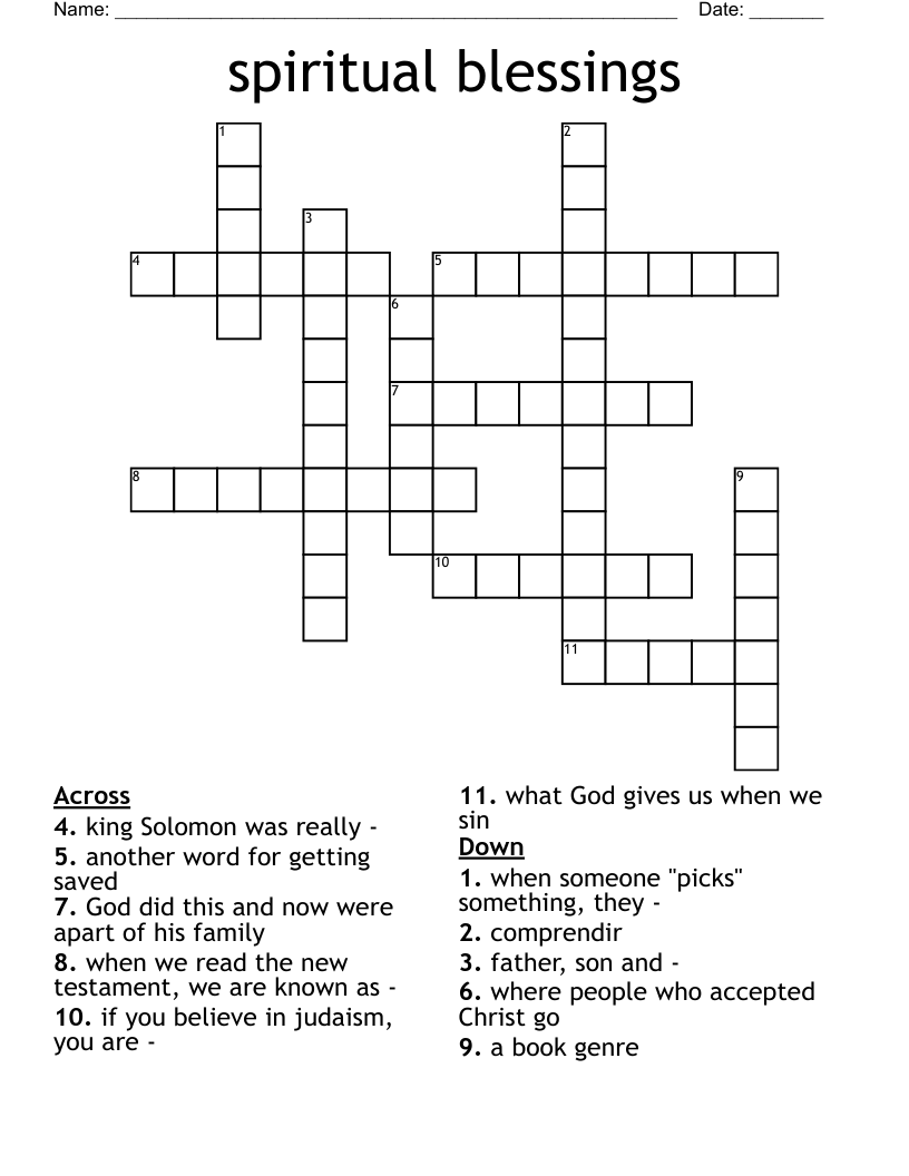 spiritual blessings Crossword