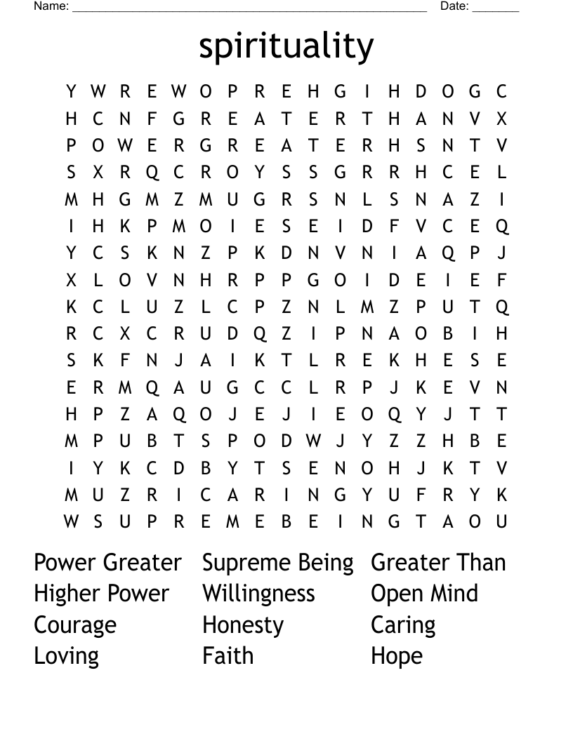spirituality Word Search
