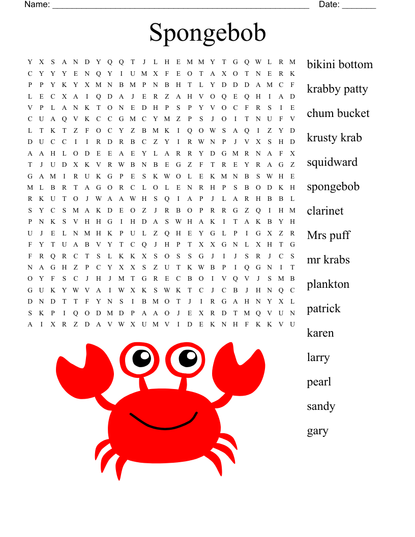 Spongebob Word Search