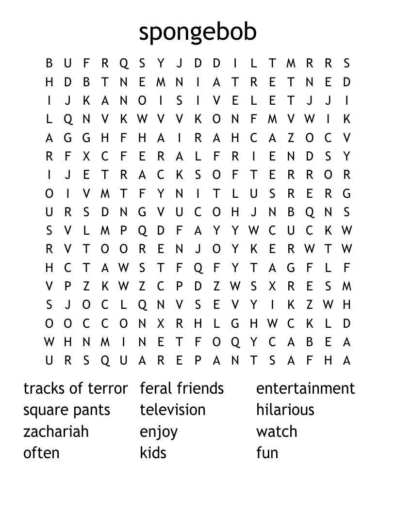 spongebob Word Search