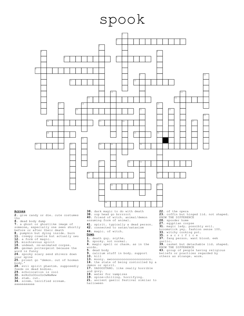 spook Crossword