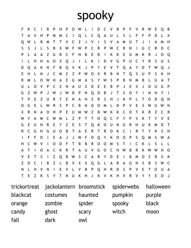 spooky Word Search