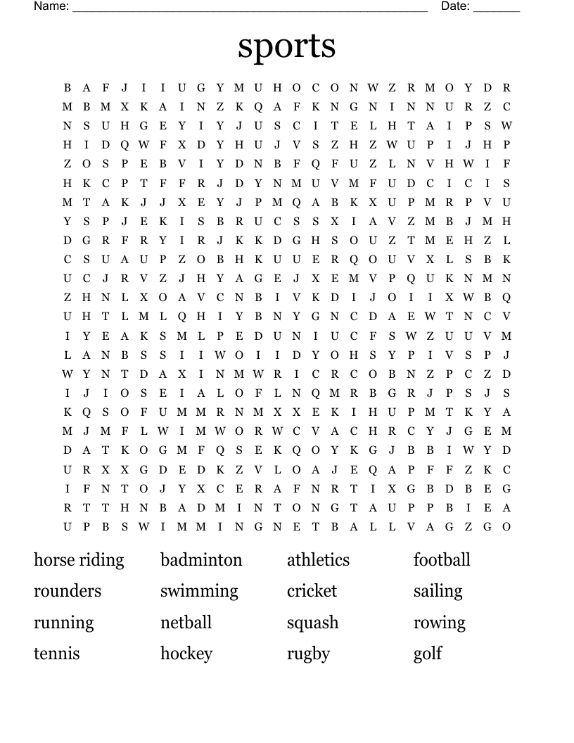 sports Word Search