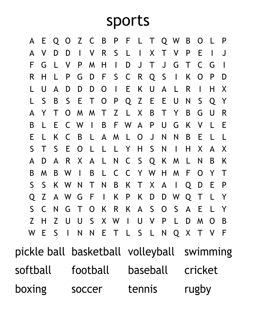 sports Word Search