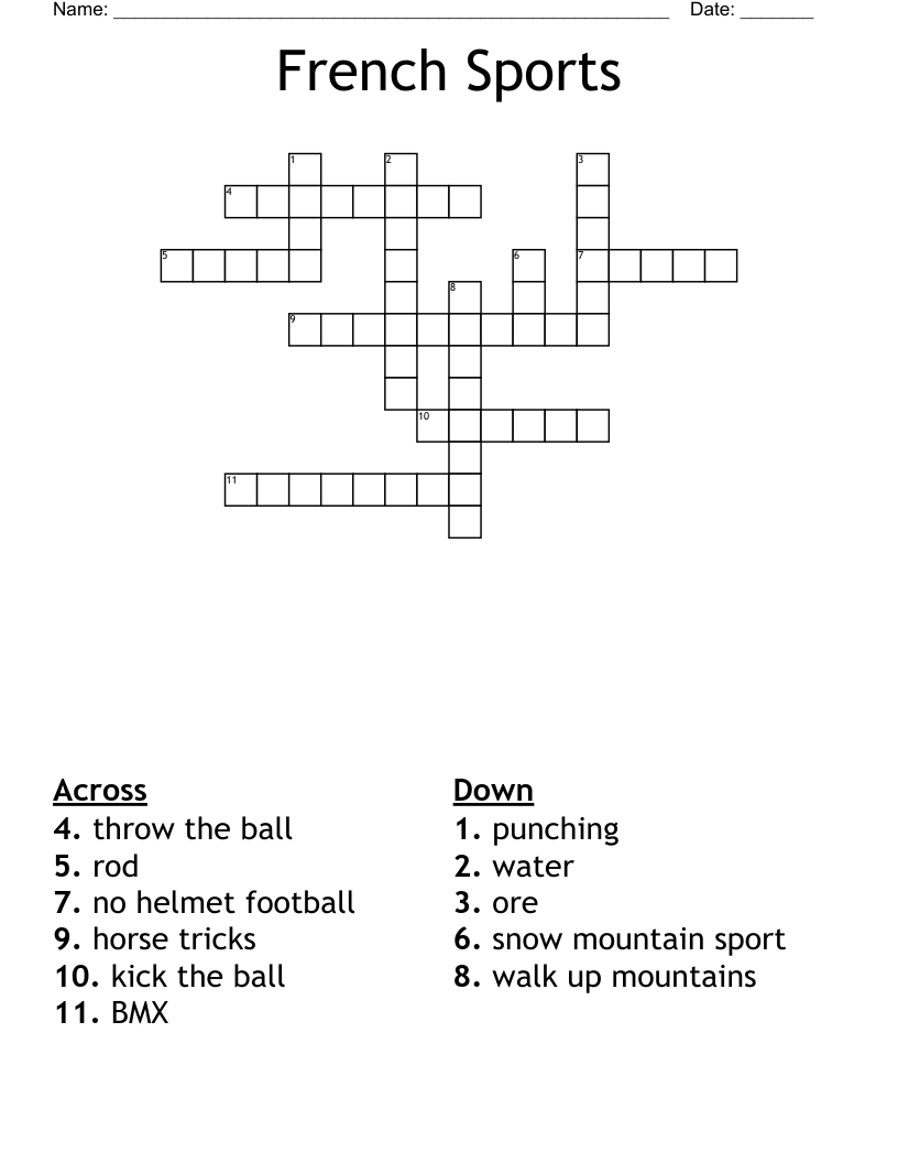 French Sports Crossword