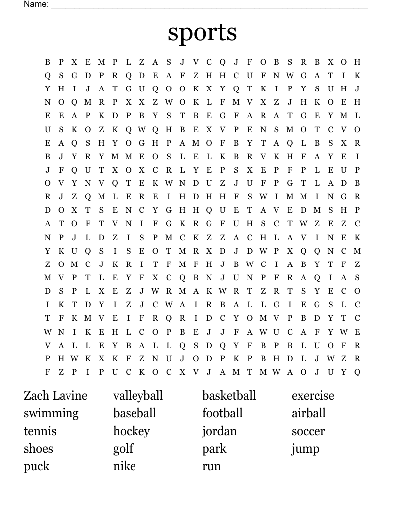 sports Word Search