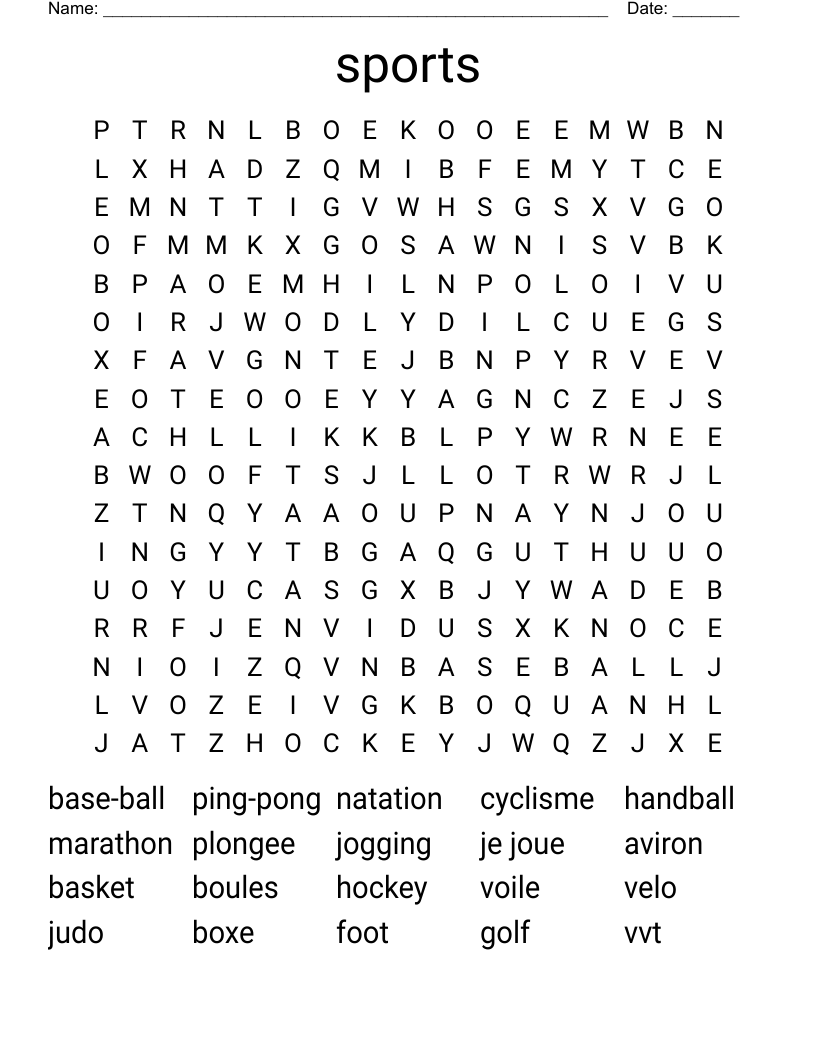 sports Word Search