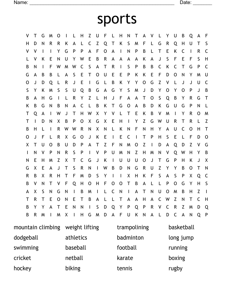 sports Word Search
