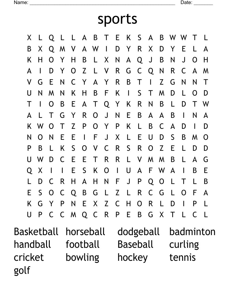 sports Word Search