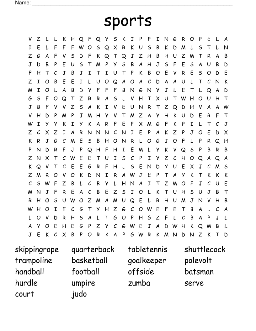 sports Word Search
