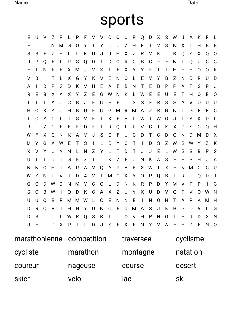 sports Word Search