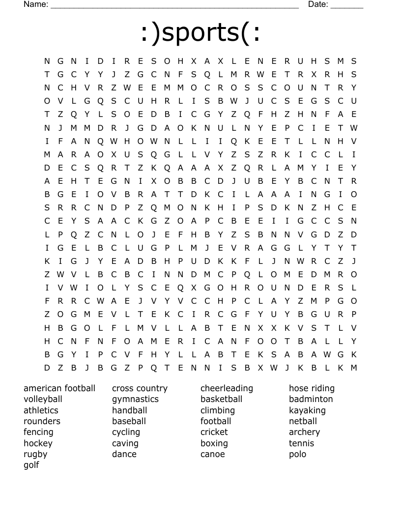 :)sports(: Word Search