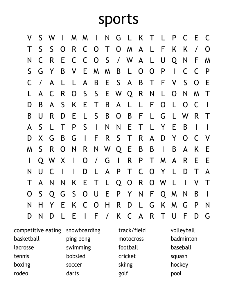 sports Word Search