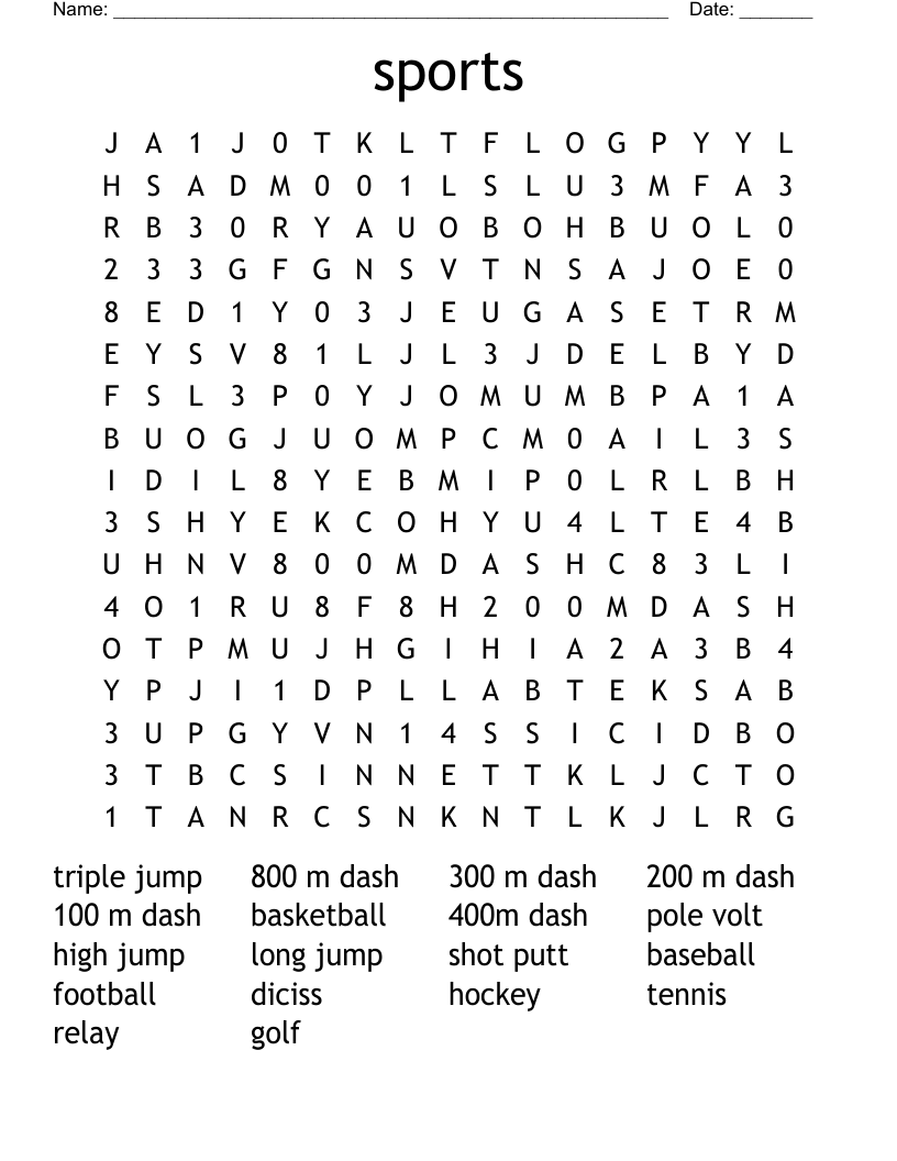 sports Word Search