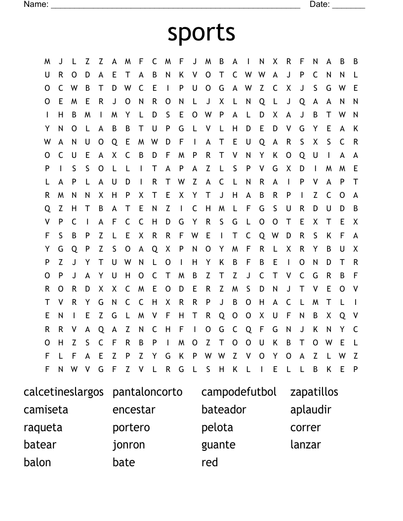 sports Word Search