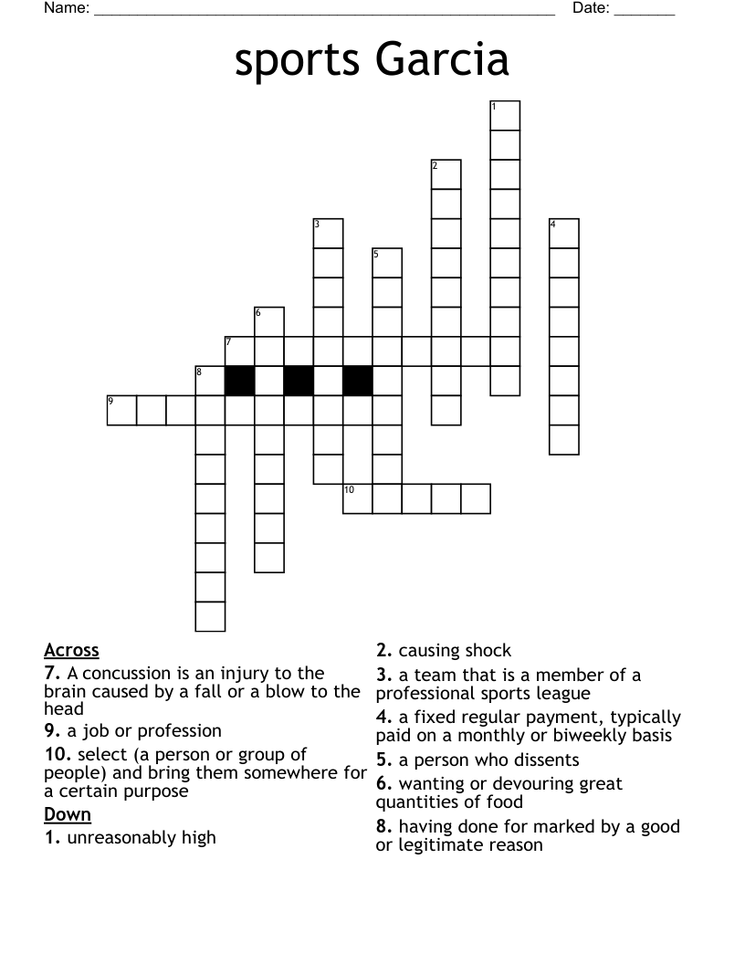 sports Garcia Crossword