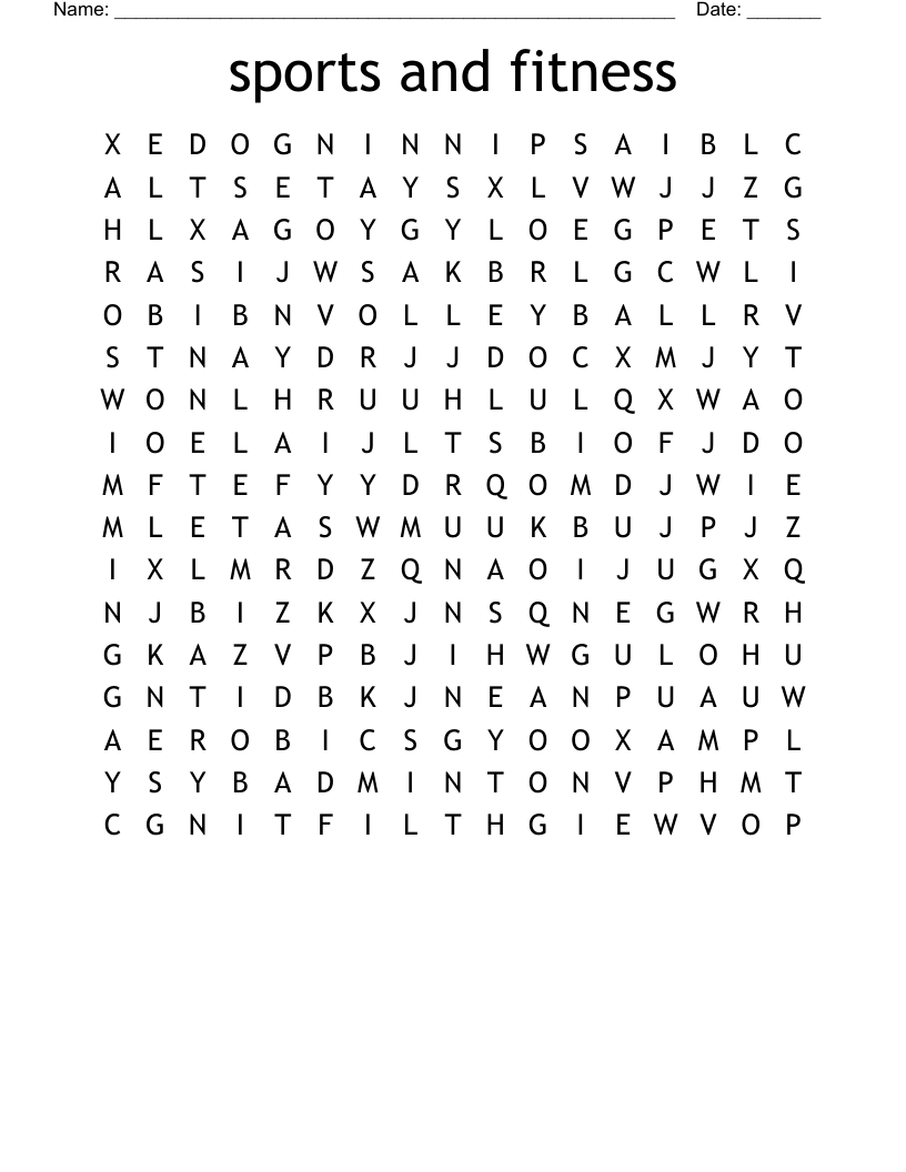 sports and fitness Word Search