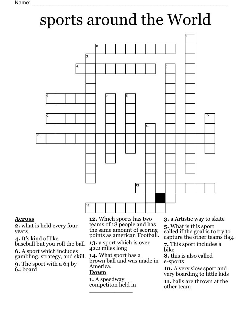 sports around the World Crossword