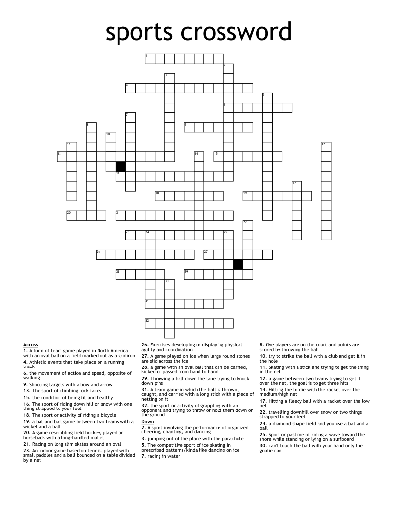 sports crossword