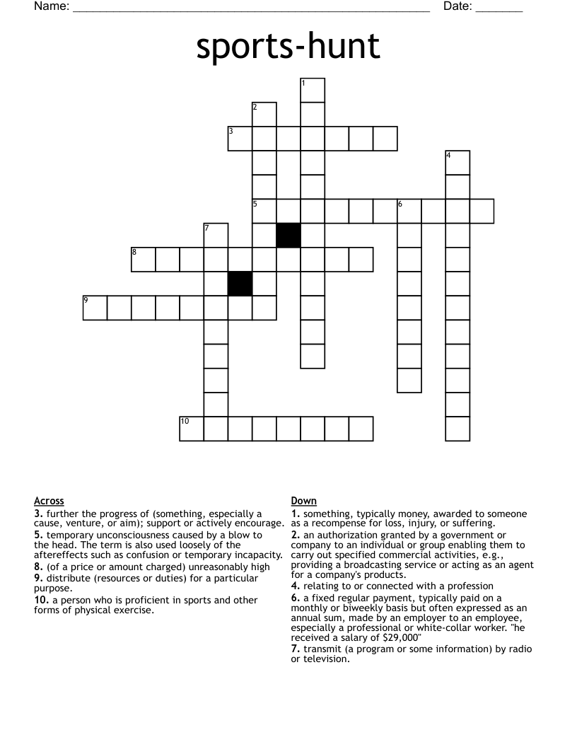 sports-hunt Crossword